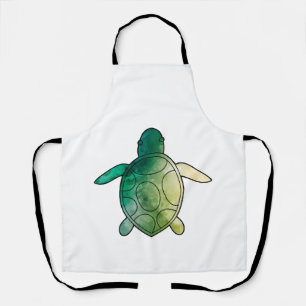 Delantal Tortuga marina acuarela verde