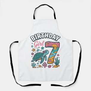 Delantal Tortuga Marina Cumpleañera Diseño Vectorial 7º Cum