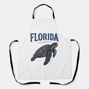 Delantal Tortuga marina de Florida grabado vintage gráfico_