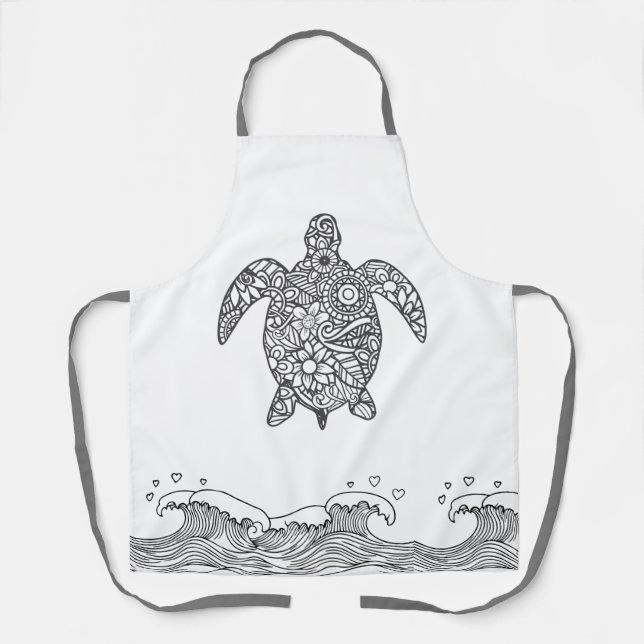 Delantal Tortuga marina mandala (Anverso)