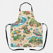 Delantal Tortuga Oceánica - Patrón Divertido de Va