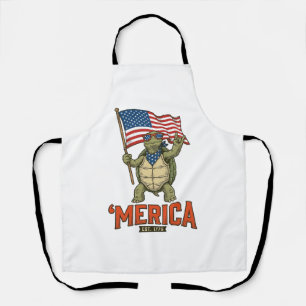 Delantal Tortuga Patriótica ‘Merica Vector Vintage