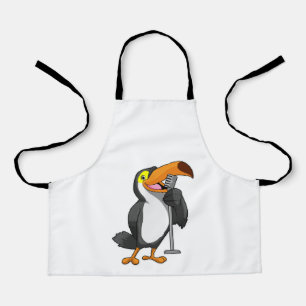 Delantal Toucan en la música con micrófono
