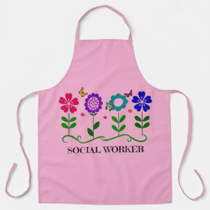 Delantal Trabajador social, flores de primavera,