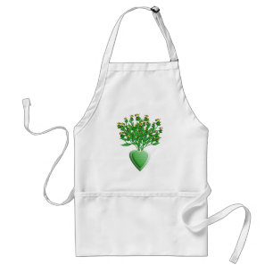 Delantal Tractor Bouquet con asa de corazón verde