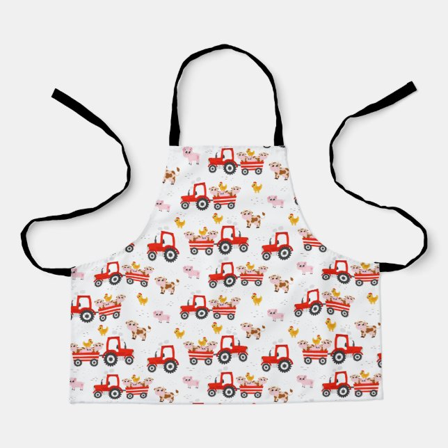 Delantal Tractor Con Animales De Granja (Anverso)