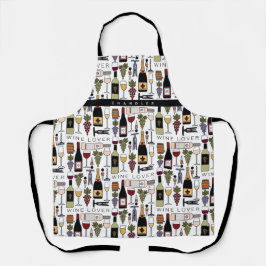 Delantal Trama de botellas, gafas y accesorios para amantes