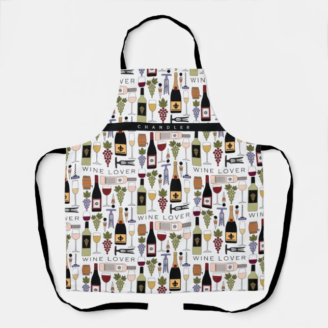 Delantal Trama de botellas, gafas y accesorios para amantes (Anverso)