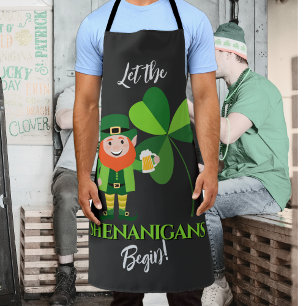 Delantal Travesuras Duende Trébol Día de San Patricio