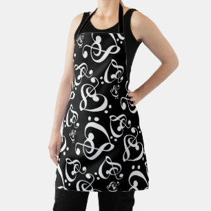 Delantal Treble Clef Bass Clef Hearf Music Pattern Napkins