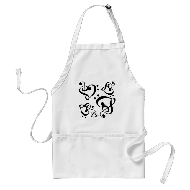 Delantal Treble Clef Bass Clef Heart Music Notes Apron (Frente)