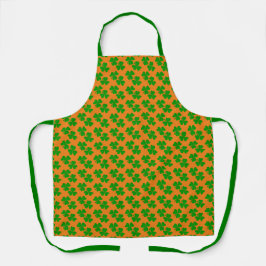 Delantal Tréboles irlandeses naranja y verde
