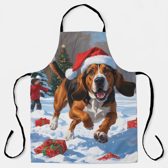 Delantal Treeing Walker Coonhound Nieve con Sombrero de Nav (Anverso)