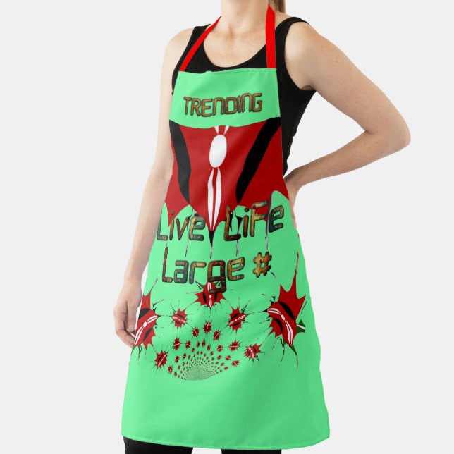 Delantal Trending Live Life Large Kenyan Shield Apron (in situ)