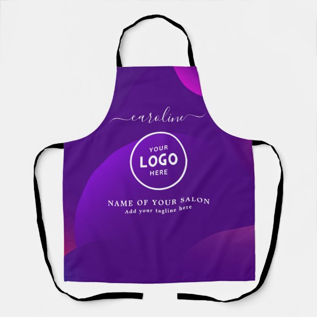 Delantal  Trendy Modern Salon Logo Apron (Anverso)
