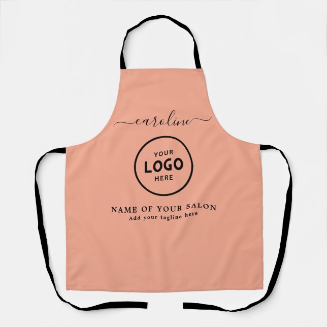 Delantal  Trendy Modern Salon Logo Apron (Anverso)
