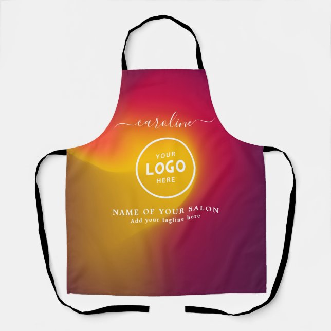 Delantal  Trendy Modern Salon Logo Apron (Anverso)