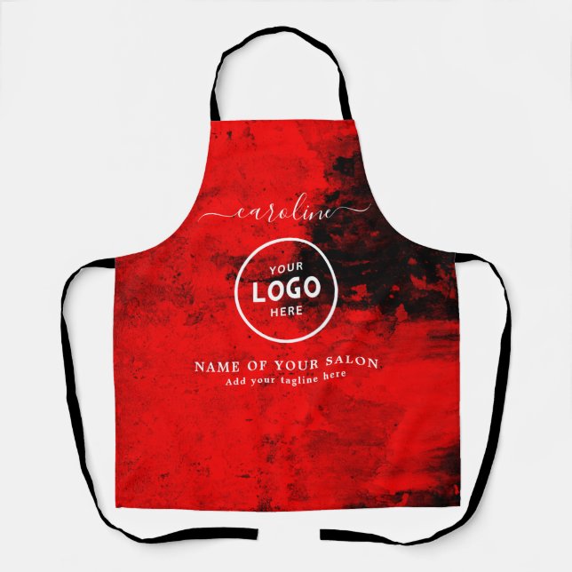 Delantal  Trendy Modern Salon Logo Apron (Anverso)