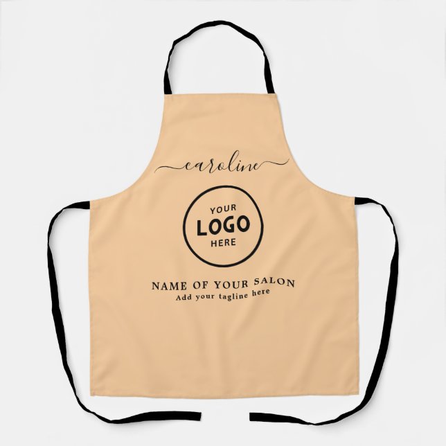 Delantal  Trendy Modern Salon Logo Apron (Anverso)