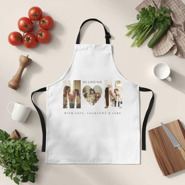 Delantal Trendy Personalized Photo WE LOVE YOU Mom Apron (Subido por el creador)
