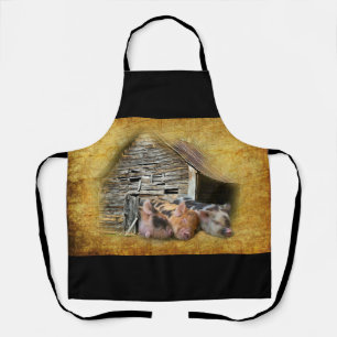 Delantal Tres Cerditos En El Rústico Barn Snoozing