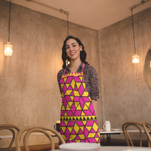 Delantal Triángulos amarillos rosados