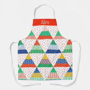 Delantal Triángulos de Navidad de Patchwork Colorido Festiv
