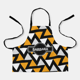 Delantal Triángulos Patrón Mínimo Amarillo Negro