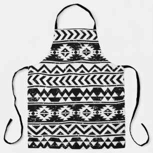 Delantal Tribal azteca: patrón blanco grunge.