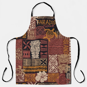 Delantal Tribal hawaiana: Parchwork de tela vintage