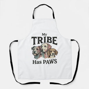 Delantal Tribu de perros tiene patas diseño de grabado vint