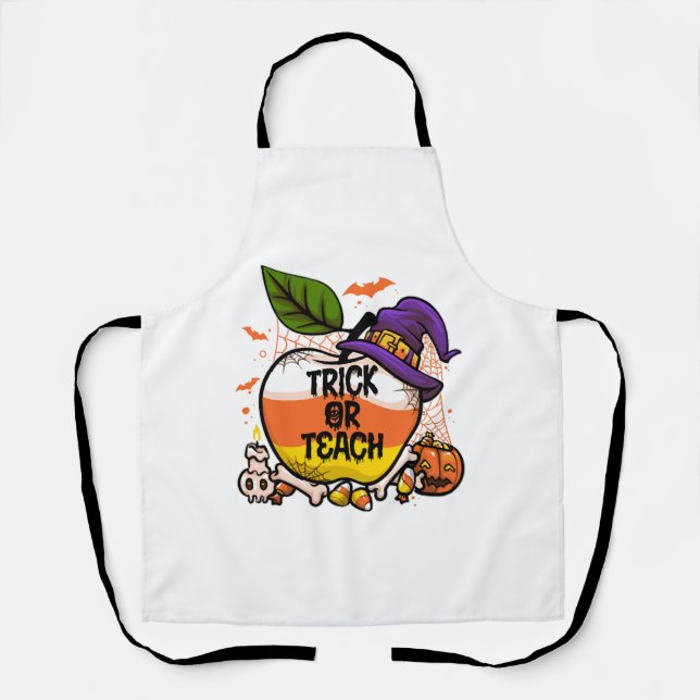 Delantal Trick O Teach Cute Halloween Profesores Vestidos H (Anverso)