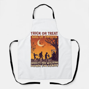 Delantal Trick Or Treat Halloween Zombies La Parca Calabaza