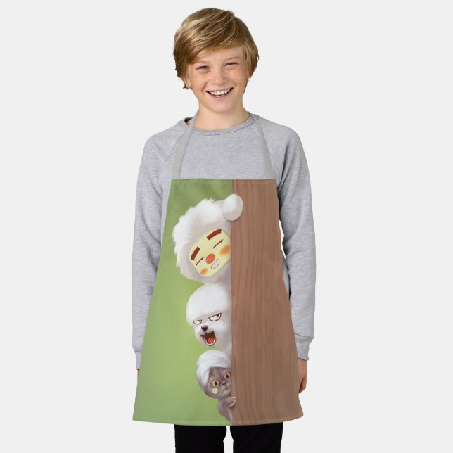 Delantal Trio de animales de búsqueda (Gastado)