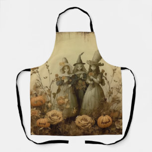 Delantal Trío de Brujas Góticas Antiguas Rosas de Otoño