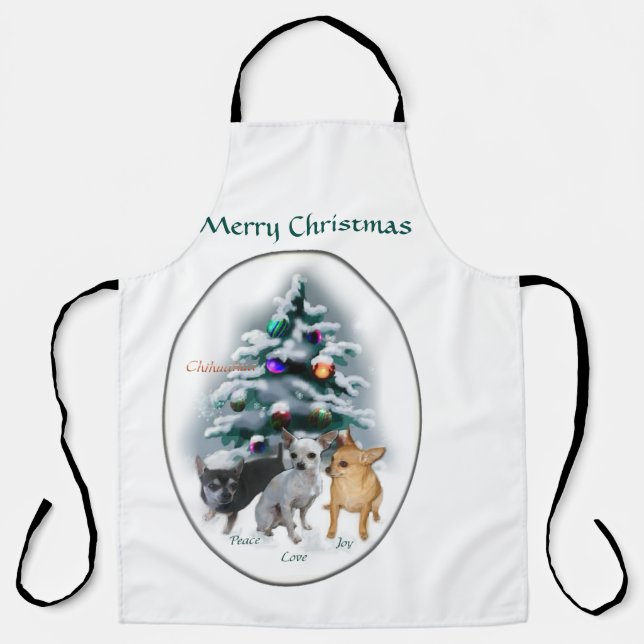 Delantal Trío de Chihuahua Navidad (Anverso)
