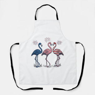 Delantal Trío de flamencos patrióticos diseño de grabado vi