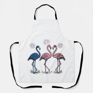 Delantal Trío de Flamencos Patrióticos Diseño de Grabado Vi