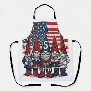 Delantal Trío de gnomos patrióticos de EE. UU. Diseño vecto