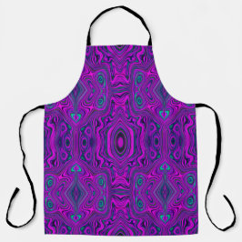 Delantal Trippy Retro Magenta y Black Abstract Pattern