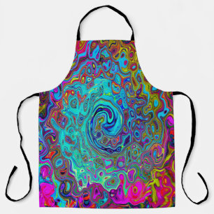 Delantal Trippy Sky Blue Abstract Retro Liquid Swirl