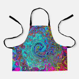 Delantal Trippy Sky Blue Abstract Retro Liquid Swirl