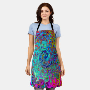 Delantal Trippy Sky Blue Abstract Retro Liquid Swirl