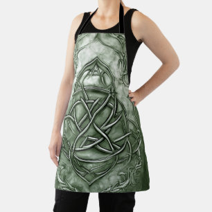 Delantal Triquetra Trinity Knot Sage Green Faux Metálico