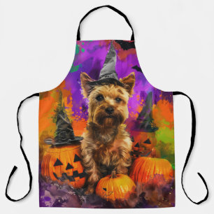 Delantal Triste Cairn Terrier Dog Halloween Bruja Calabaza