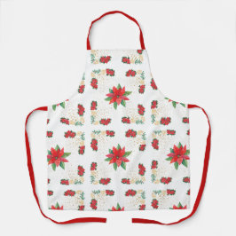 Delantal Trivet Christmas Holiday Red Poinsettia and Gold