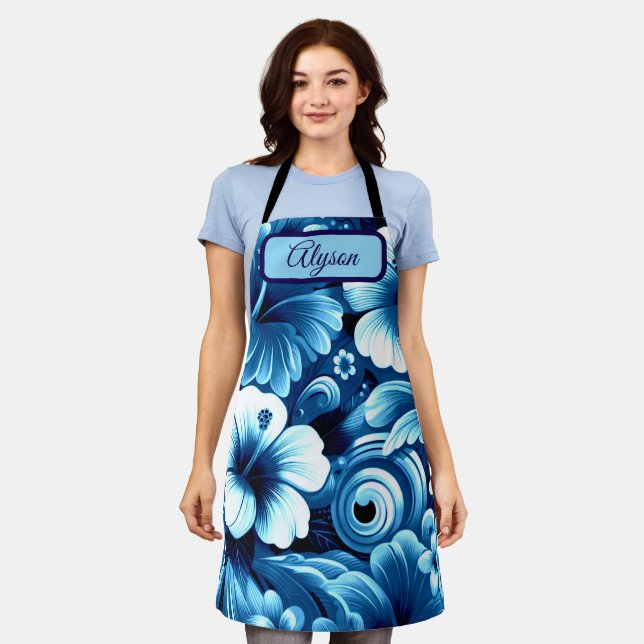 Delantal Tropical Hawaiian Flowers Hibiscus Personalized (Gastado)