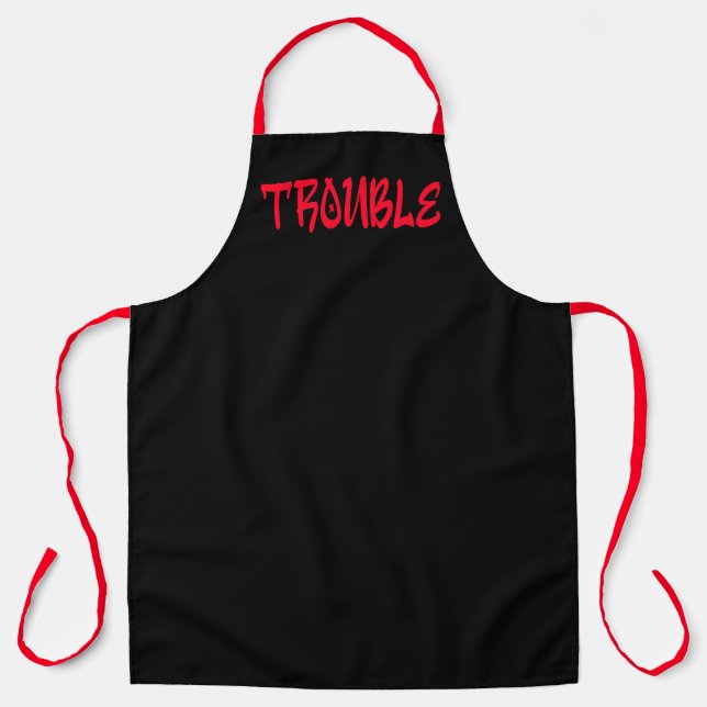 Delantal TROUBLE | Red Graffiti Apron (Anverso)