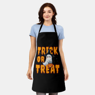 Delantal truco o trato halloween adorable fantasma calabaza