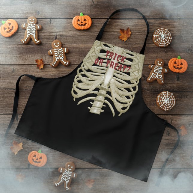Delantal Truco personalizado o trato a niños miedosos Apron (IReady to bake up some spooky treats? Imagine baking spooktacular cookies with this skeleton apron)